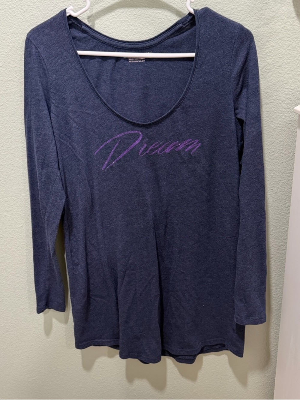 Victoria Secret Women’s Navy 'Dream' Long Sleeve Scoop Neck Top